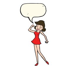 cartoon woman with can do attitude speech bubble N7