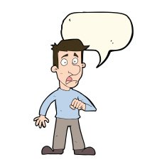 cartoon shocked man with speech bubble N76