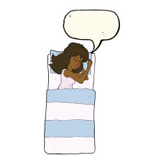 cartoon sleeping woman with speech bubble N8