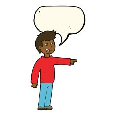 cartoon happy man pointing and laughing with speech bubble N7