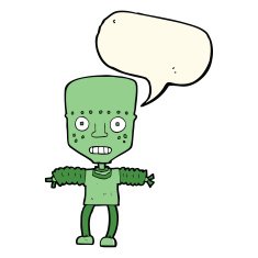 cartoon robot with speech bubble N121