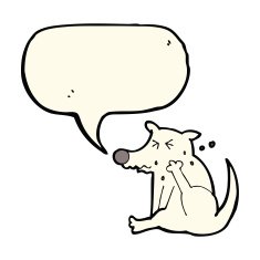 cartoon dog scratching with speech bubble N7