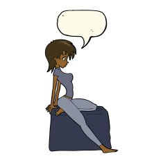 cartoon pin up pose girl with speech bubble N6