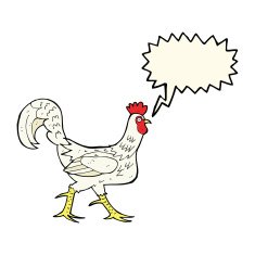 cartoon cockerel with speech bubble N19