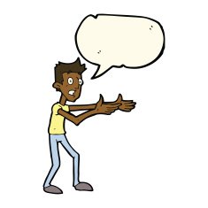 cartoon man desperately explaining with speech bubble N8