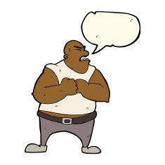 cartoon violent man with speech bubble N12