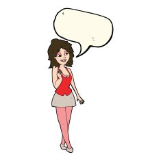 cartoon attractive office woman with speech bubble N7