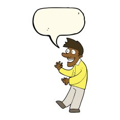 cartoon excited man with speech bubble N46