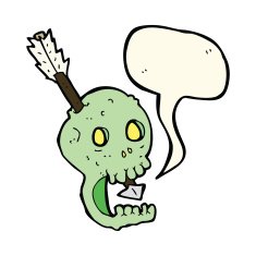 funny cartoon skull and arrow with speech bubble N7