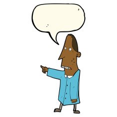 cartoon ugly man pointing with speech bubble N8