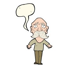 cartoon sad old man with speech bubble N15