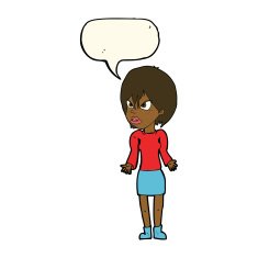 cartoon annoyed woman with speech bubble N125