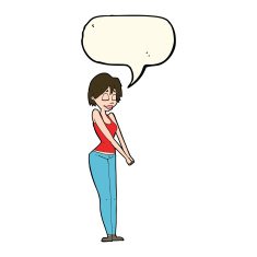 cartoon content woman with speech bubble N7