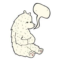 cute cartoon polar bear with speech bubble N52