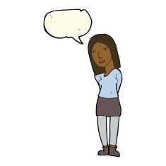 cartoon woman waiting with speech bubble N14