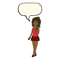 cartoon attractive office woman with speech bubble N8