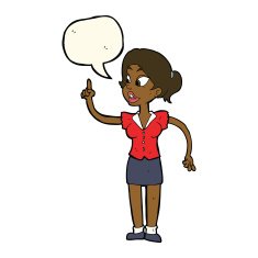 cartoon woman with great idea speech bubble N14