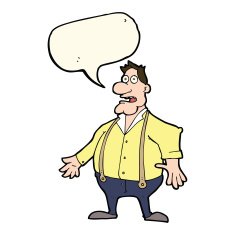 cartoon shocked man with speech bubble N78