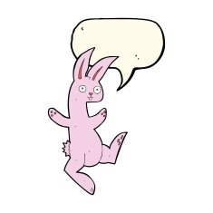 funny cartoon pink rabbit with speech bubble N4