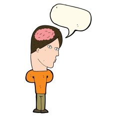 cartoon man with big brain speech bubble N7