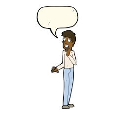 cartoon worried man with speech bubble N66