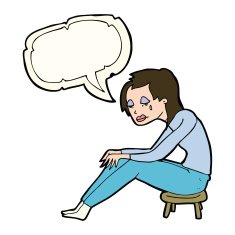 cartoon crying woman with speech bubble N6