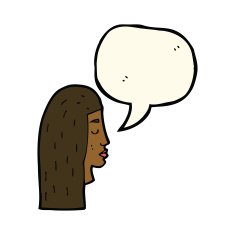 cartoon female face profile with speech bubble N8