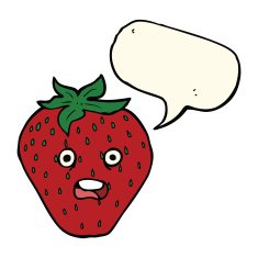 cartoon strawberry with speech bubble N18