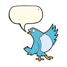 cartoon dancing bluebird with speech bubble N4