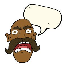cartoon angry old man with speech bubble N99
