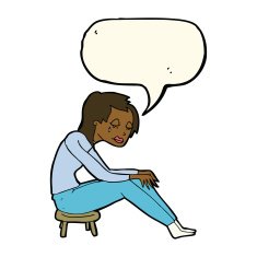 cartoon crying woman with speech bubble N7