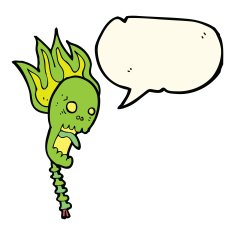 spooky cartoon skull with speech bubble N3