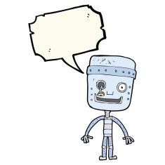 cartoon funny robot with speech bubble N52