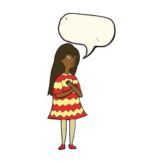 cartoon surprised girl with speech bubble N16