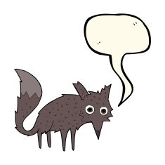 funny cartoon little wolf with speech bubble N4