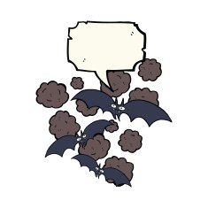 cartoon vampire bats with speech bubble N3