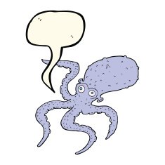 cartoon octopus with speech bubble N20
