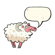 cartoon dirty sheep with speech bubble N4