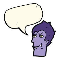 cartoon vampire face with speech bubble N26