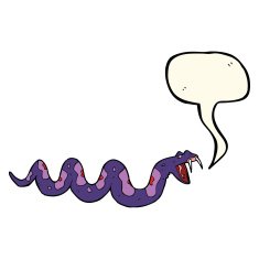 cartoon poisonous snake with speech bubble N6