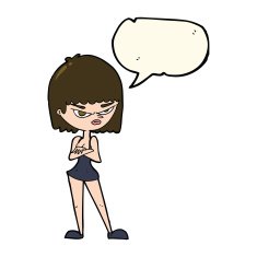 cartoon angry woman with speech bubble N15
