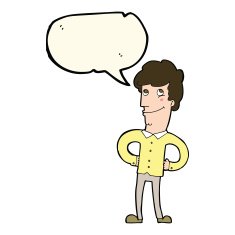 cartoon happy man with speech bubble N327