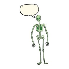cartoon spooky skeleton with speech bubble N4