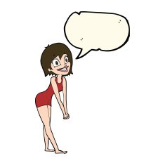 cartoon excited woman with speech bubble N96