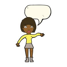cartoon surprised woman with speech bubble N173