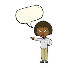 cartoon shocked woman with speech bubble N67