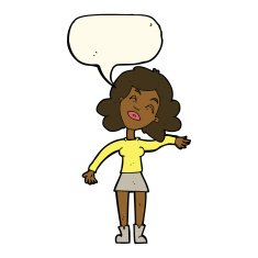 cartoon woman only joking with speech bubble N8