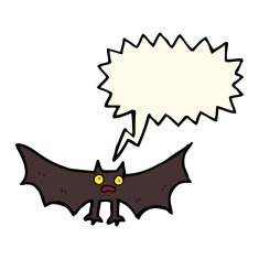cartoon bat with speech bubble N13