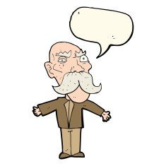 cartoon angry old man with speech bubble N100