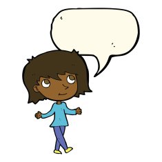 cartoon girl with no worries speech bubble N8